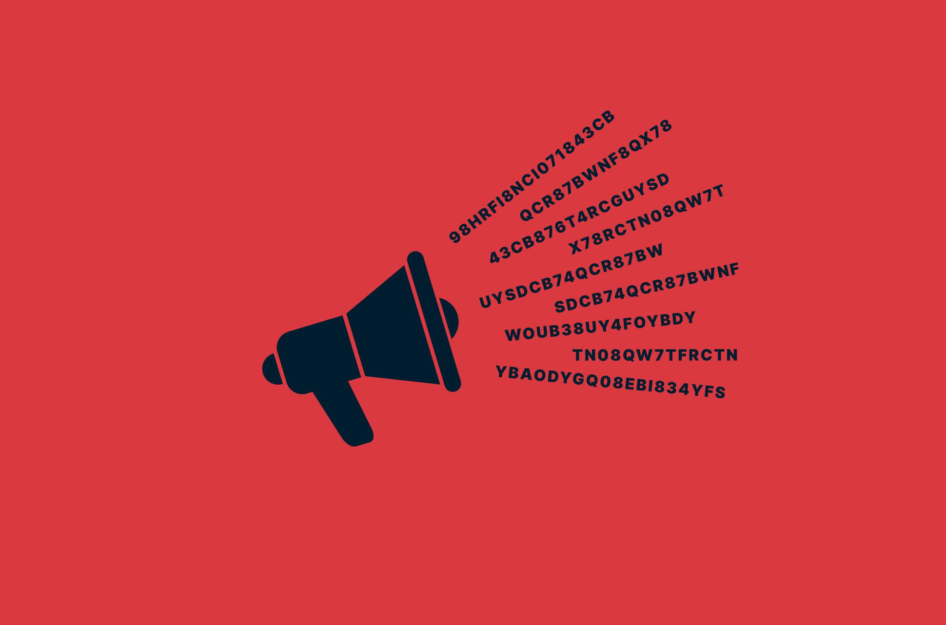 Megaphone with encrypted messages coming from it.