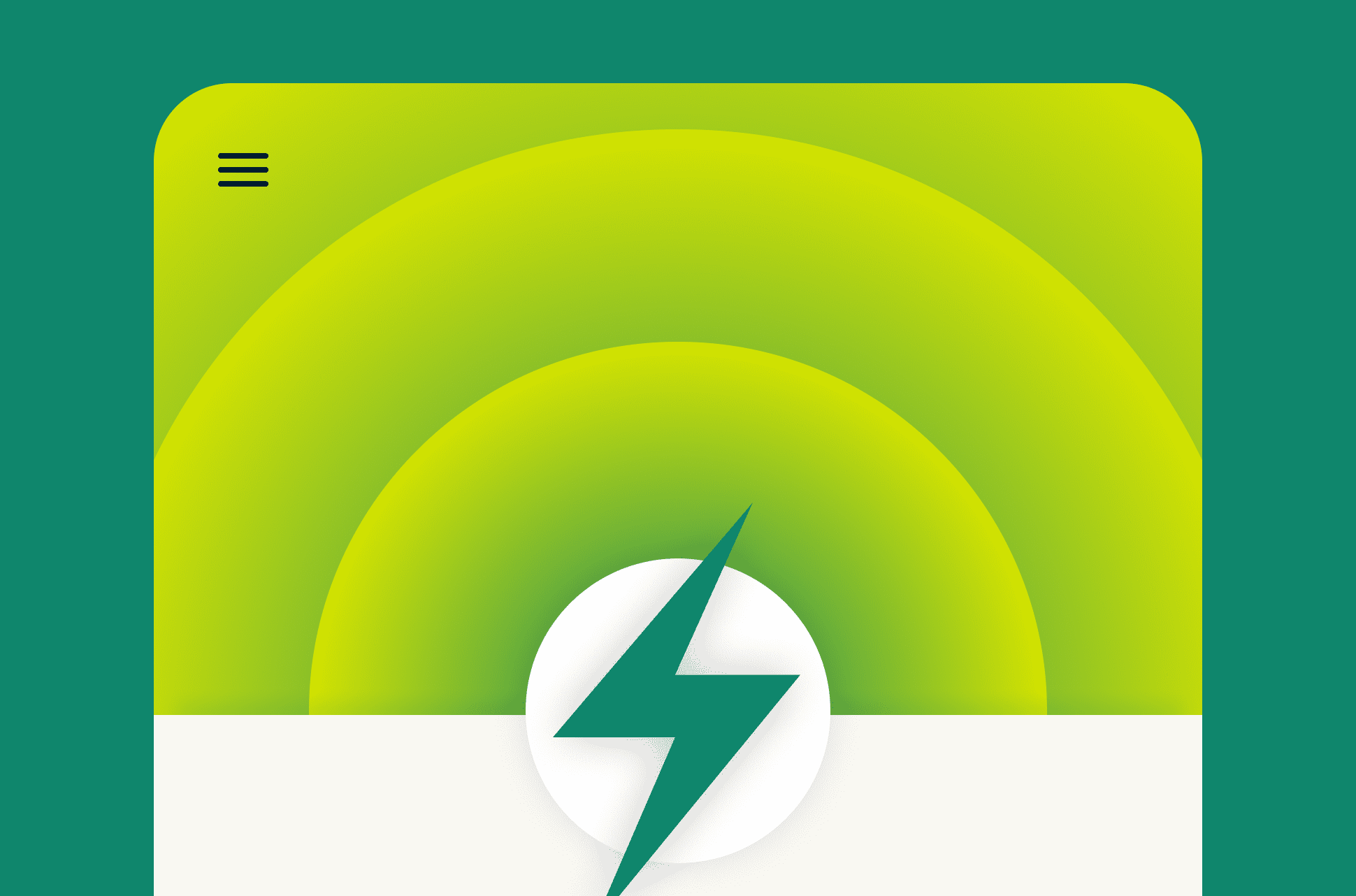 ExpressVPN app interface with lightning bolt.