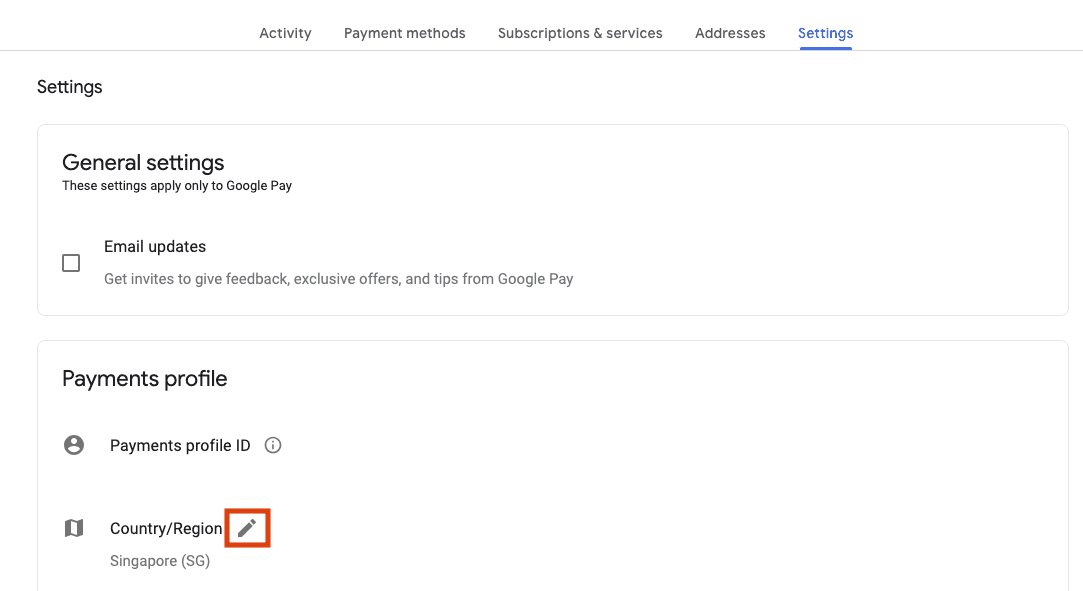 PC에서 Google Play 국가 변경