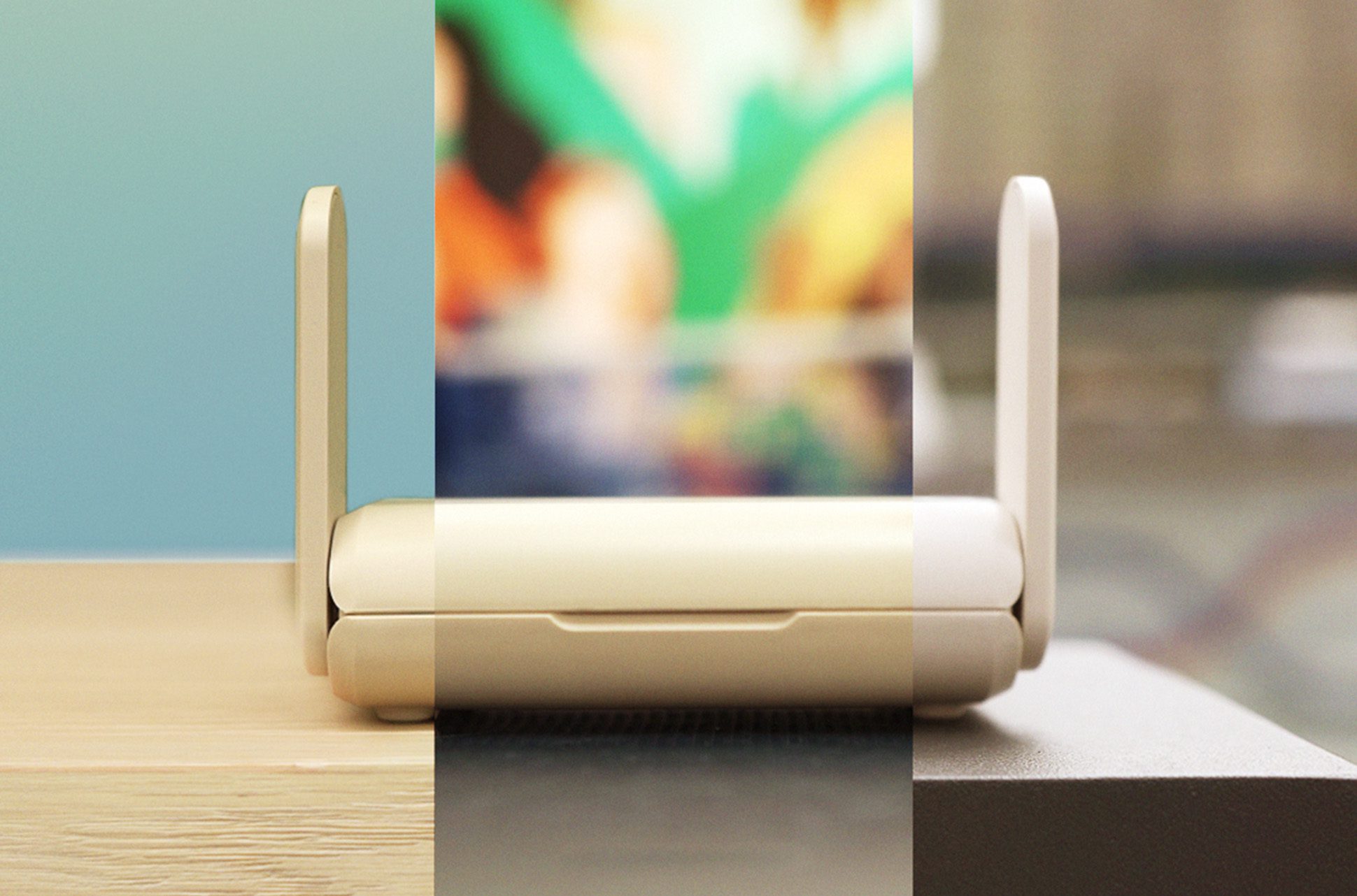 Aircove Go VPN router set against different environment backgrounds