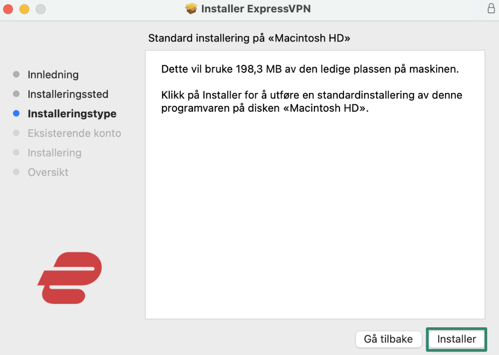 Installing ExpressVPN on macOS.