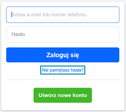 Facebook sign-in area with Forgot password? highlighted.