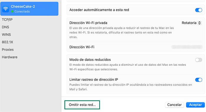 The Mac Wi-Fi information window, with Forget This Network highlighted.