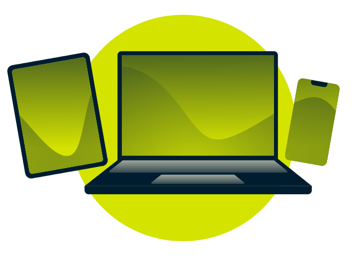 와인잔과 장미가 표시된 노트북, 태블릿, 휴대폰