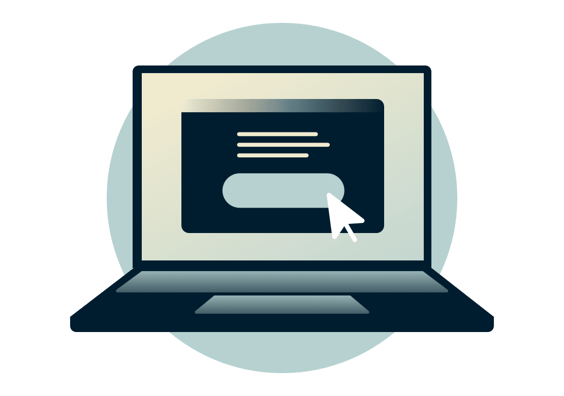 Computador com tela de inscrição.