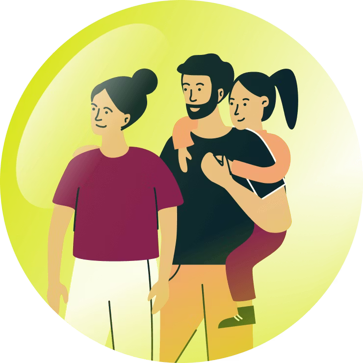 عائلة محمية داخل فقاعة أمان