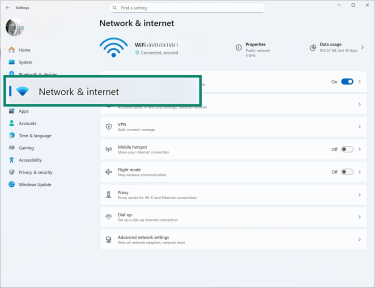 Windows 11 settings menu.