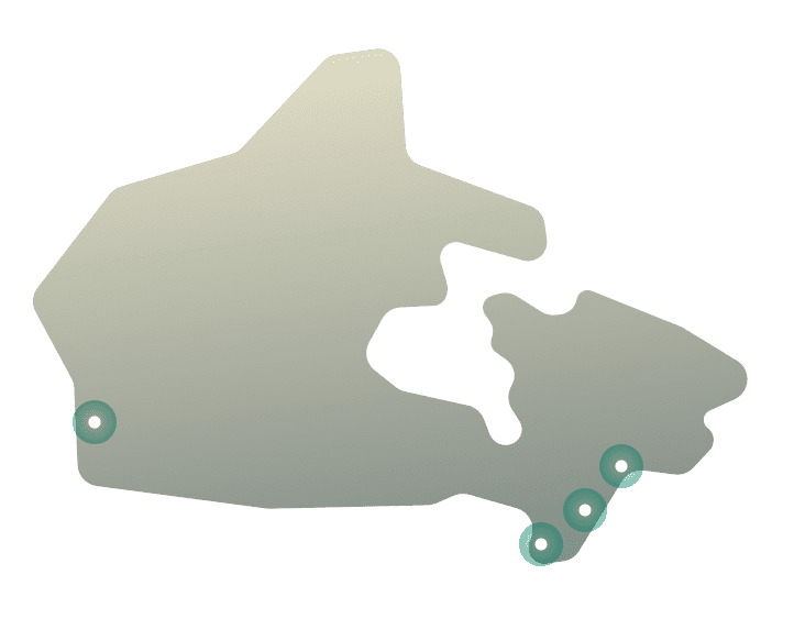 Mappa delle posizioni dei server VPN in Canada.