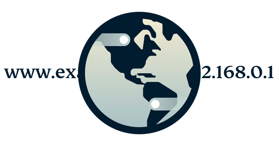 Ympyränmuotoinen DNS-logo, jossa URL-osoite on käännetty IP-osoitteeksi.