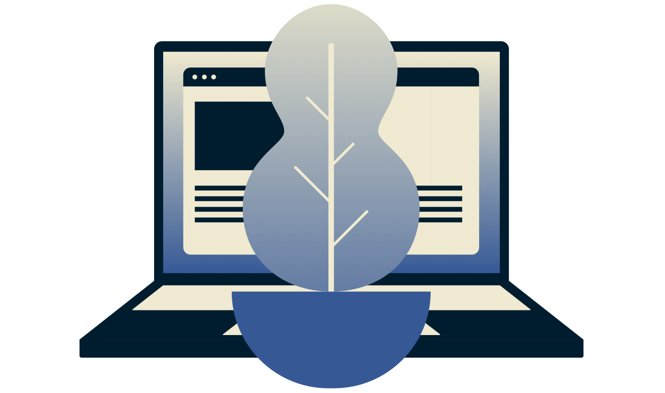 Roślina przed laptopem korzystająca z ExpressVPN.