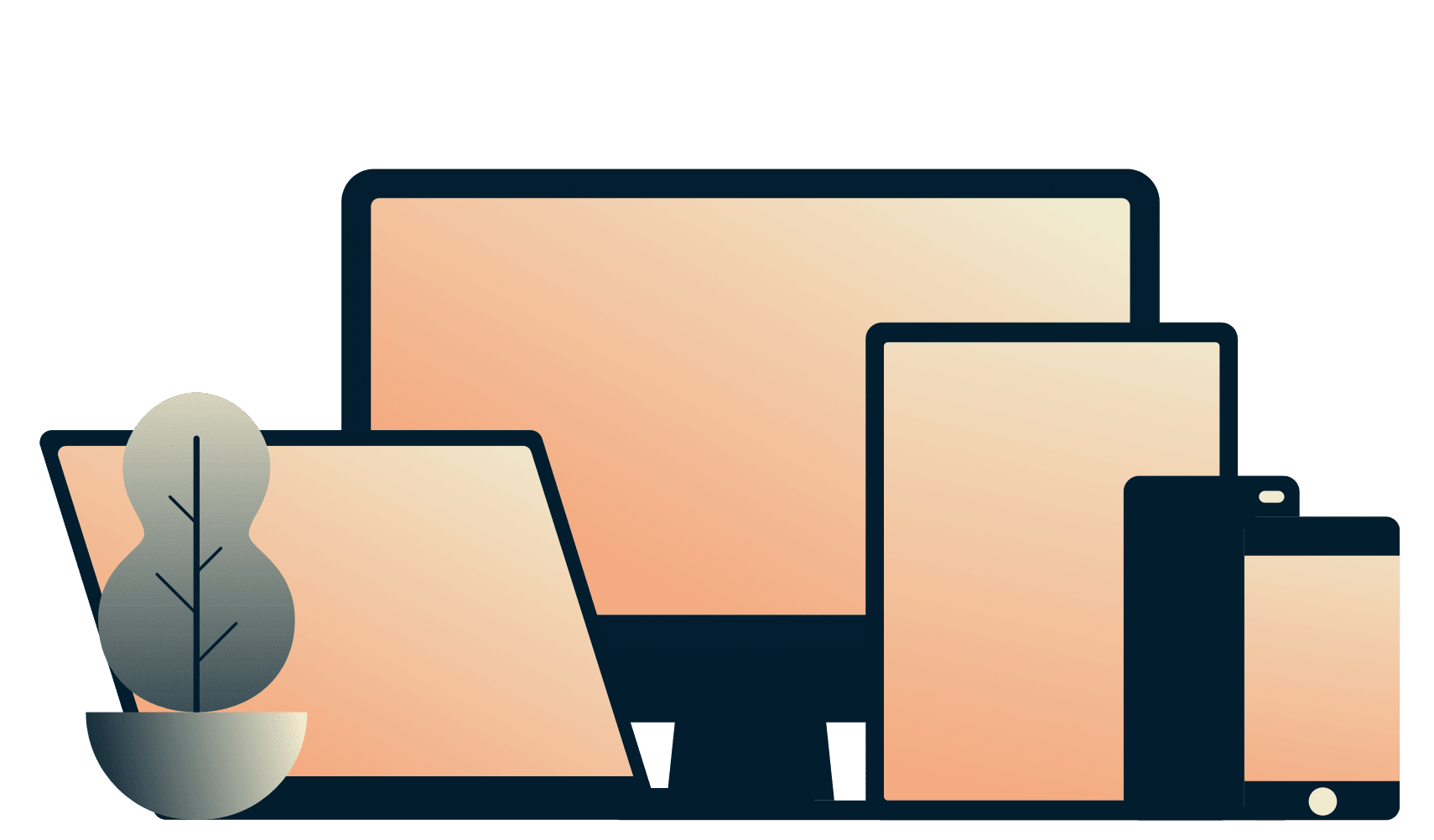 โทรศัพท์มือถือ แท็บเล็ต แล็ปท็อป และเดสก์ท็อปที่ใช้ ExpressVPN พร้อมกัน