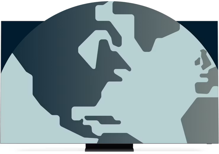 Dünyanın bir parçasını gösteren bir ekran.