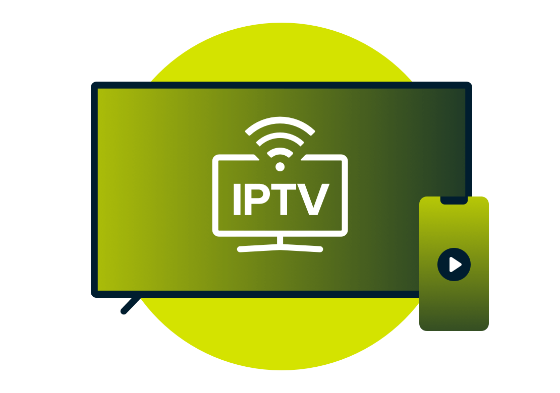 IPTV em uma tela de televisão.