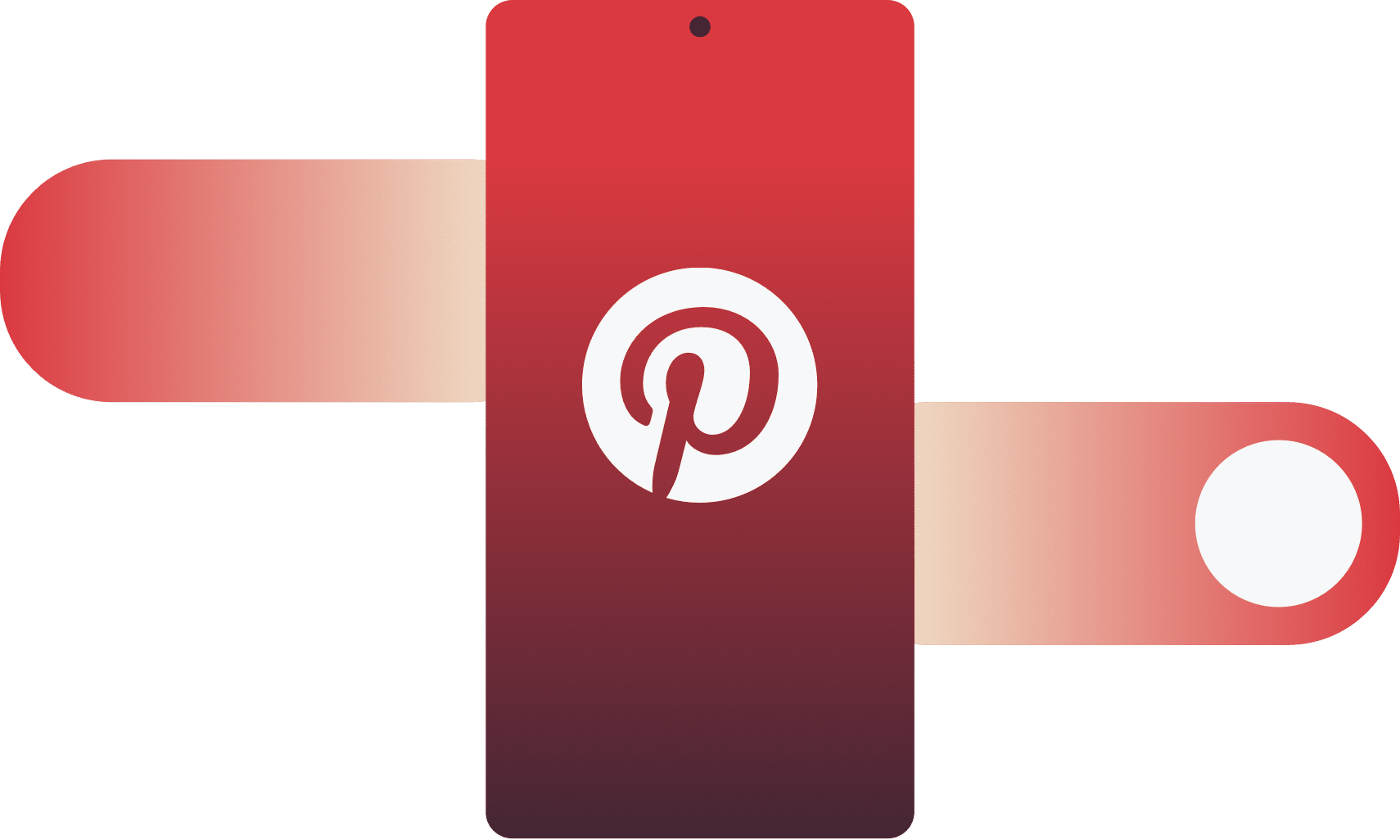 Pinterest logo op mobiel apparaat met veegbeweging er doorheen.