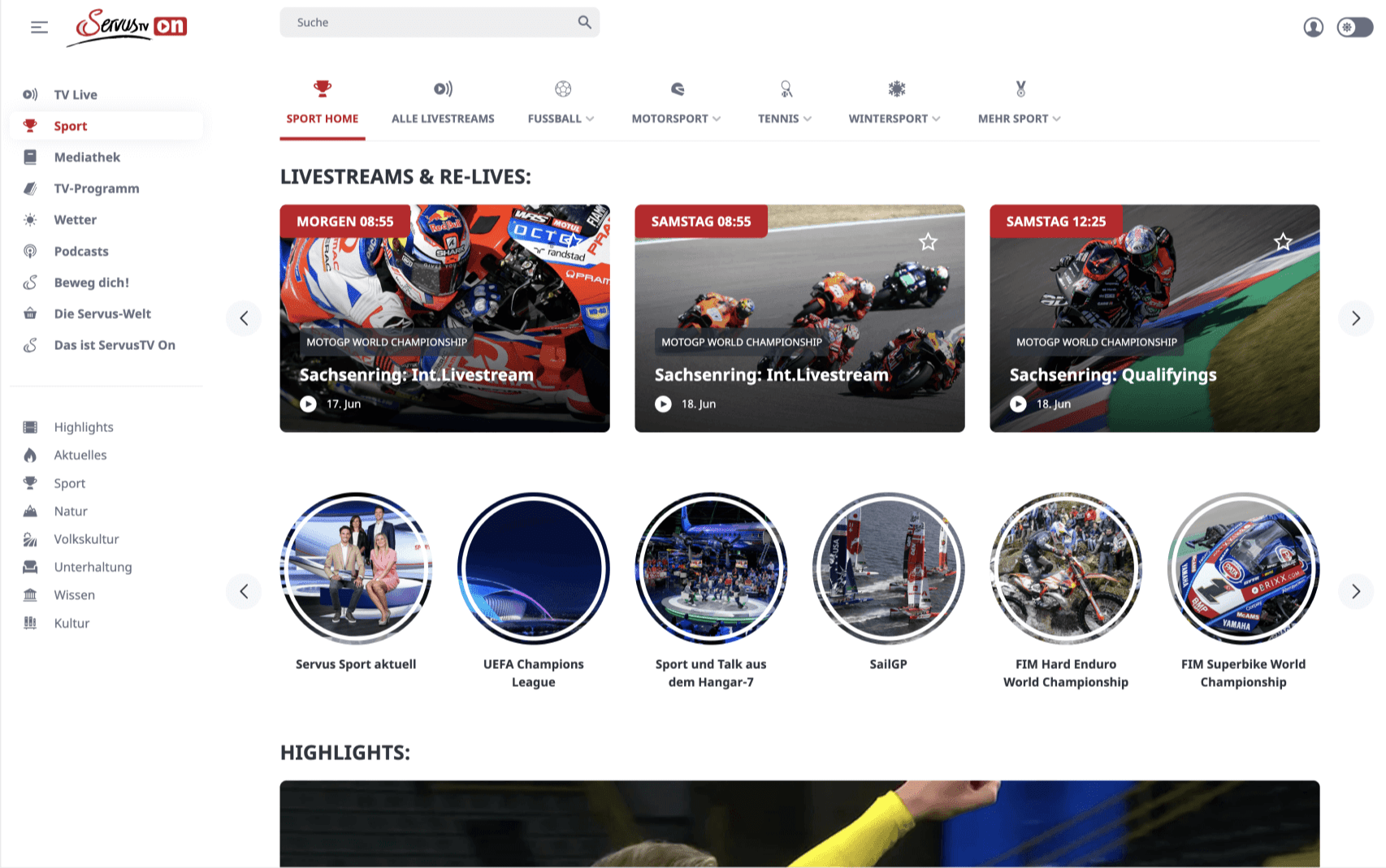ServusTV on a desktop screen.