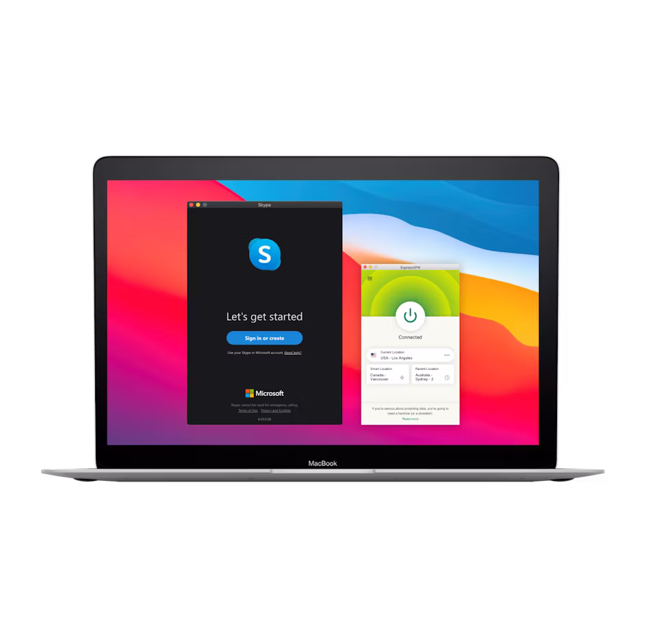 VPN ve Skype kullanıcı arayüzü.