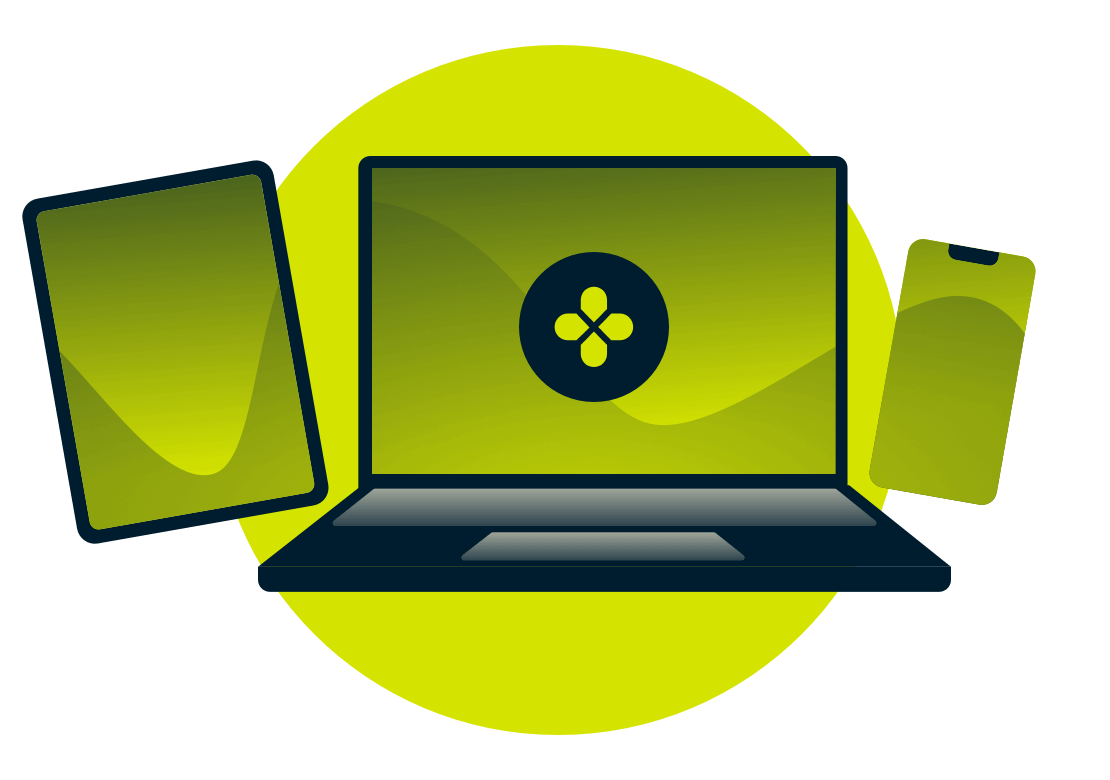 A variety of devices ready for playing games.