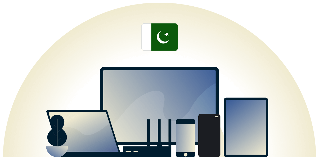 VPN suojaa eri laitteita Pakistanissa.