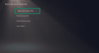 Back up PS5 settings on PlayStation 5.