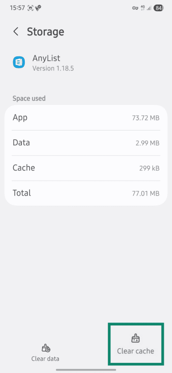 How to delete app cache on Android.
