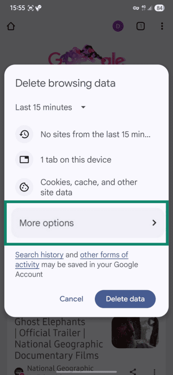 Deleting Android browser cache without deleting cookies.