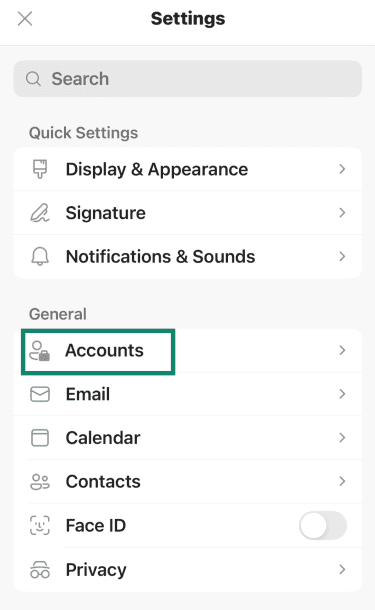 How to open Accounts on Outlook iPhone.