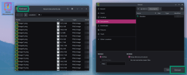 Unzipping Linux archives through Archive Manager.