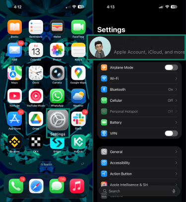 How to open Apple ID on iPhone.