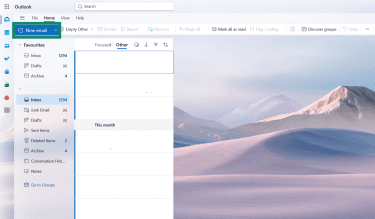 An Outlook inbox, showing the New email button.